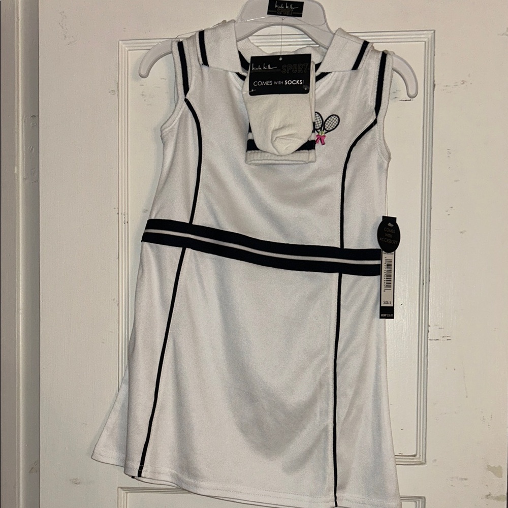 Nicole Miller white  and Black Tennis Dress with Socks